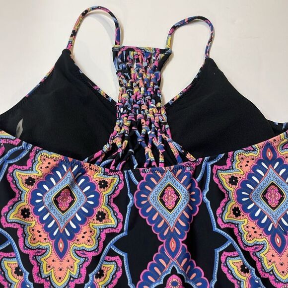 Raisins Womens Colorful Paisley Tankini Lined Flattery Racerback Swimsuit Sz L - Picture 5 of 8